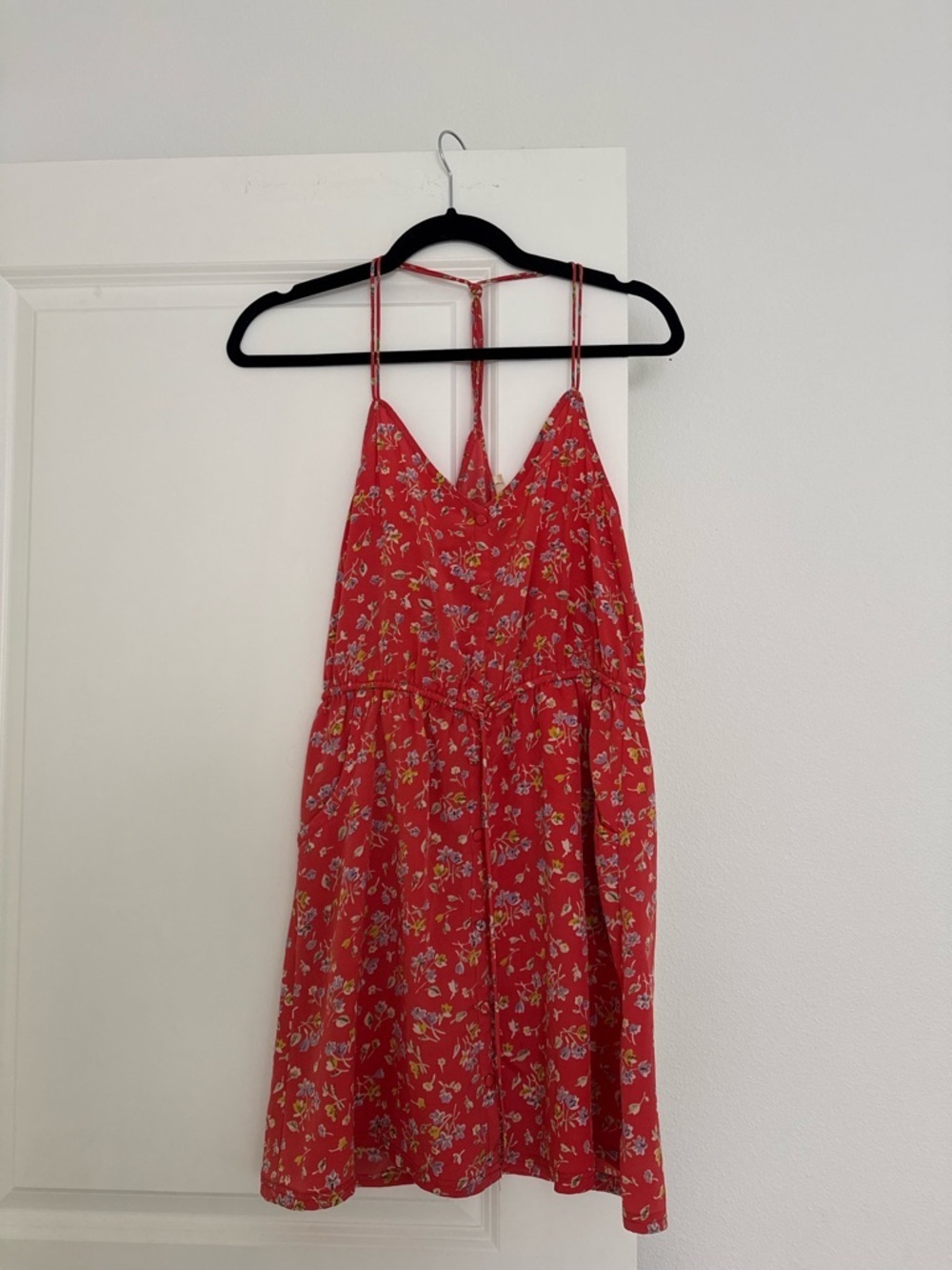 NEW American Eagle women’s Red orange Floral Racerback mini sun Dress size 4